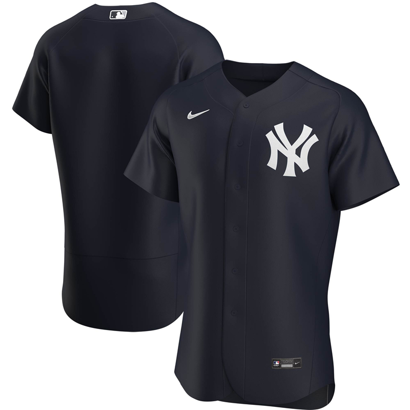 Custom 2020 MLB Men New York Yankees Nike Navy Alternate 2020 Authentic Official Team Jersey 1->customized soccer jersey->Custom Jersey